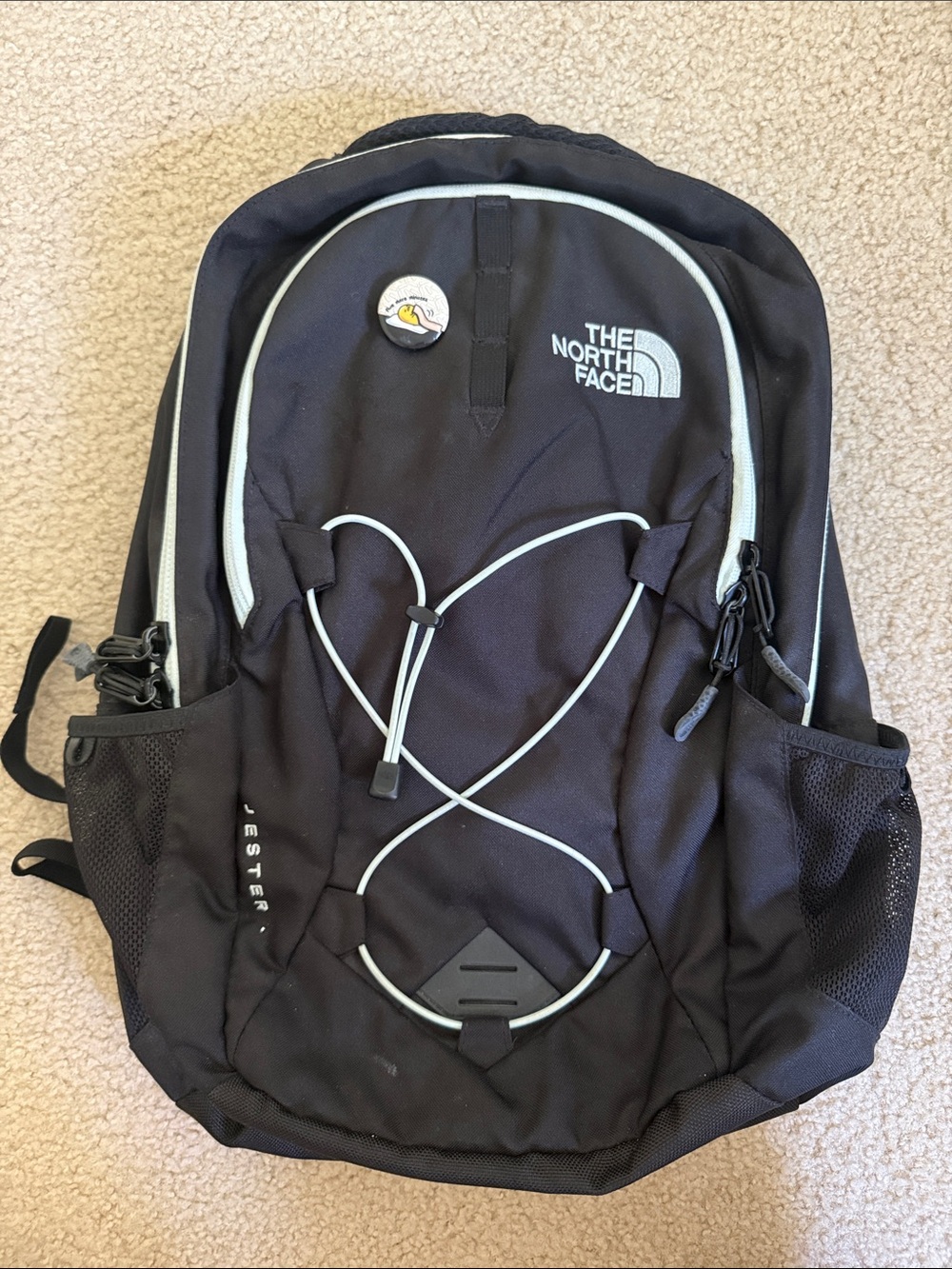 The North Face Jester Black Backpack with Light Blue Trim
